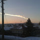 A view of the meteor streaking over the village of Bolshoe Sidelnikovo.